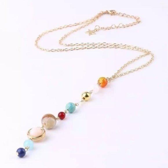 Free People Jewelry - Solar System Planets necklace galaxy gold beads
